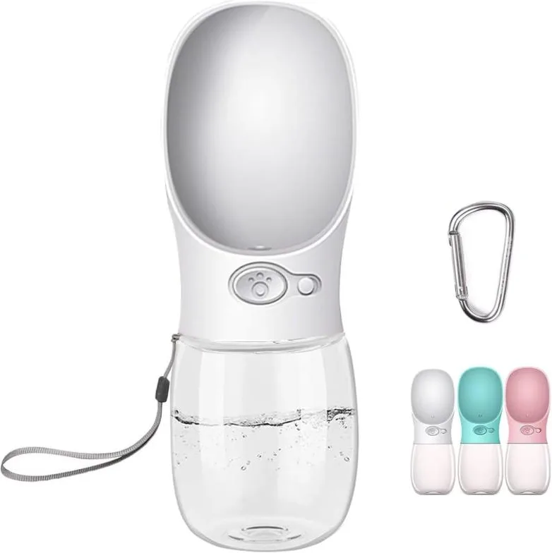 Cotop Botella de Agua portátil para Perros, 350 ml, sin BPA, Cuenco de Viaje para Perros, dispensador de Agua a Prueba de Fugas, para Mascotas al Aire Libre (Blanco Puro)