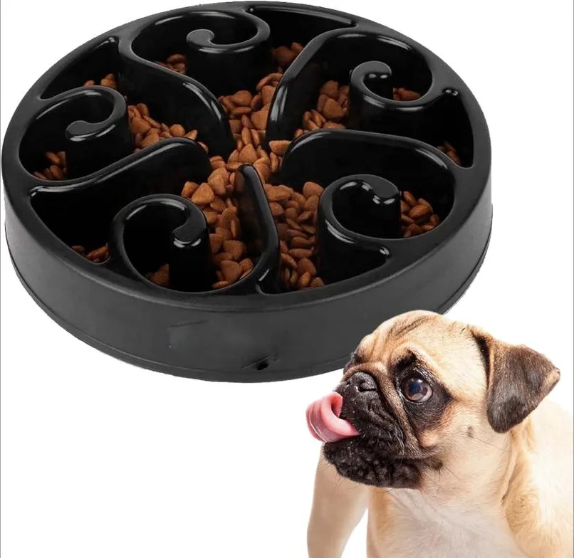 Edipets, Comedero Perro Antivoracidad, Gato Alimentación Lenta, para Mascotas Medianas y Grandes, Plato Interactivo, Evita la Ansiedad (Negro)
