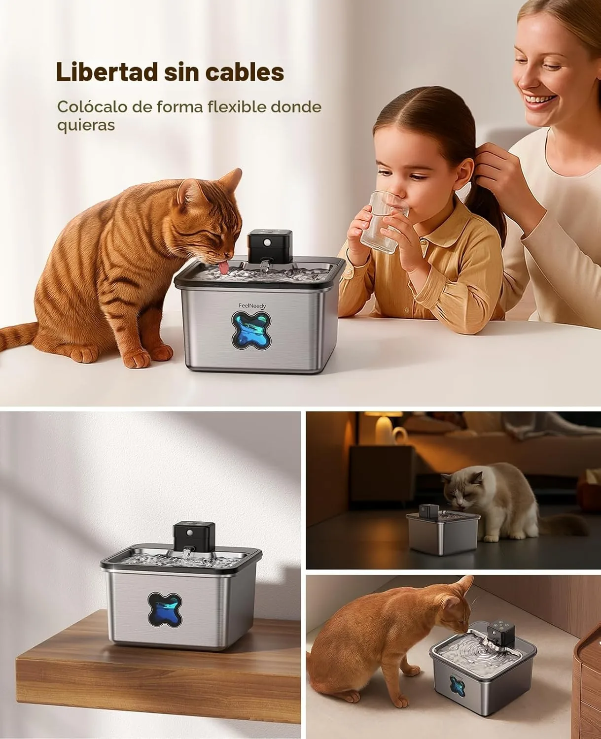 FEELNEEDY FN-W17 Fuente de Agua Inalámbrica con Batería — foto 2